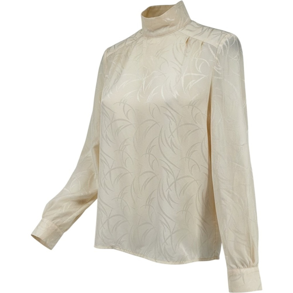 Vintage Alexandria Mock Neck Blouse Cream Size 12 Equestrian Victorian Top